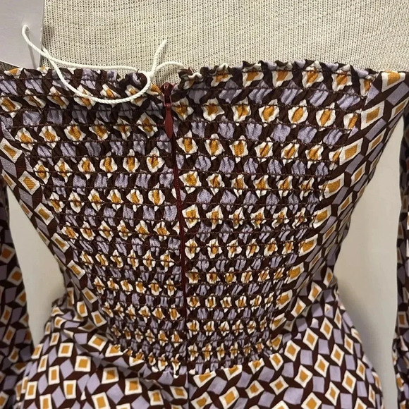 NWT!! Reformation - Hilda Midi Dress In Plaza Print - Size 0 - Purple/Brown - Picture 8 of 11
